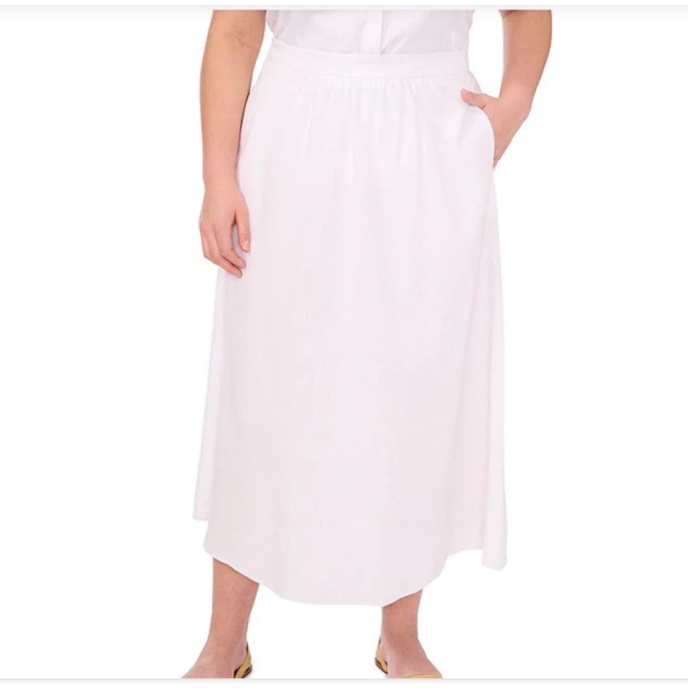 Vince Camuto Plus Size A Line Midi Skirt Ultra White Size 18W NWT